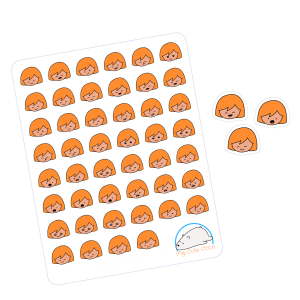 Cute Faces with Red Hair Planner Stickers | Adorable Emoticon Icons for Scrapbooking, Planning, Organizing, and Creative Crafting