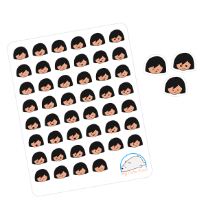 Cute Faces with Black Hair Planner Stickers | Adorable Emoticon Decals for Organizing, Scrapbooking, Journaling, and Crafting