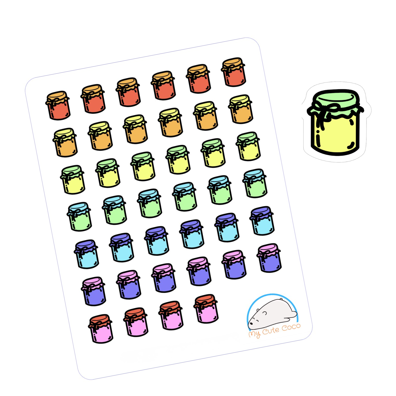 Adorable Jam Planner Stickers | Cute Sweet Food Icons for Scrapbooking, Organizing, Journaling, Crafting, and Projects