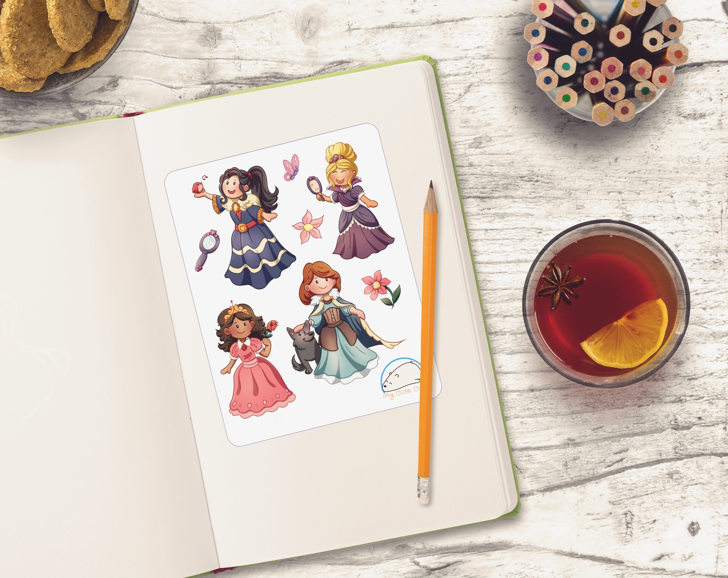 Cute Princesses Planner Stickers | Adorable People Icons for Scrapbooks, Diaries, Journals, and Creative Projects - Image 3