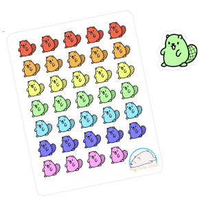 Cute Beaver Planner Stickers | Adorable Wild Animal Icons for Scrapbooks, Diaries, Journals, Organization, Crafts, and Projects
