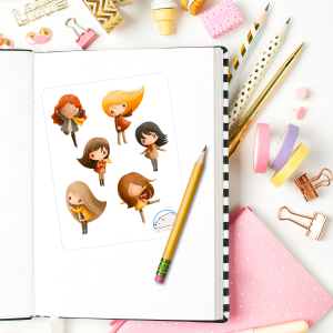 Adorable Girls Planner Stickers | Cute People Decals for Scrapbooks, Diaries, Journals, Crafts, and Creative Projects