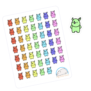 Adorable Rhino Planner Stickers | Cute Wildlife Animal Icons for Scrapbooking, Journaling, Crafting, and Organizing