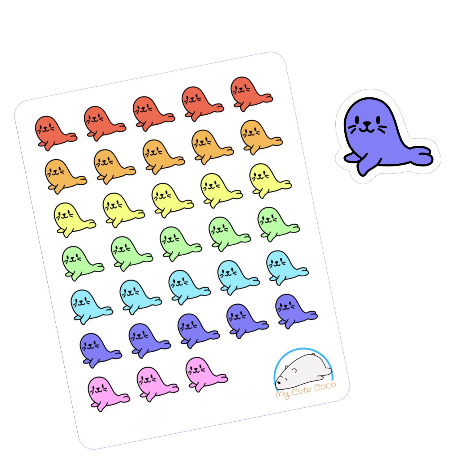 Adorable Seal Planner Stickers | Cute Sea Animal Decor for Scrapbooks, Diaries, Journals, Organization, Crafts, and Projects