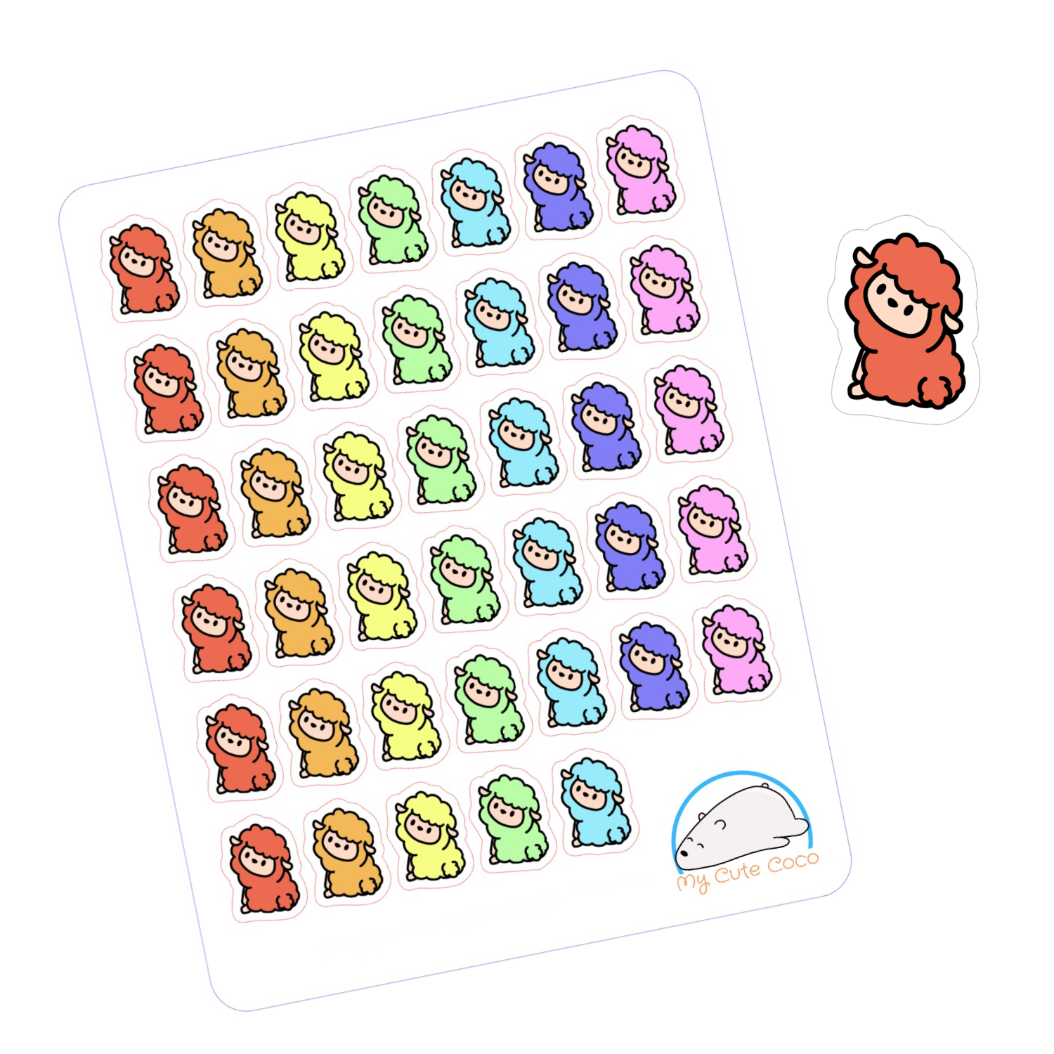 Adorable Sheep Planner Stickers | Cute Animal Icons for Scrapbooking, Journaling, Crafting, and Organizing