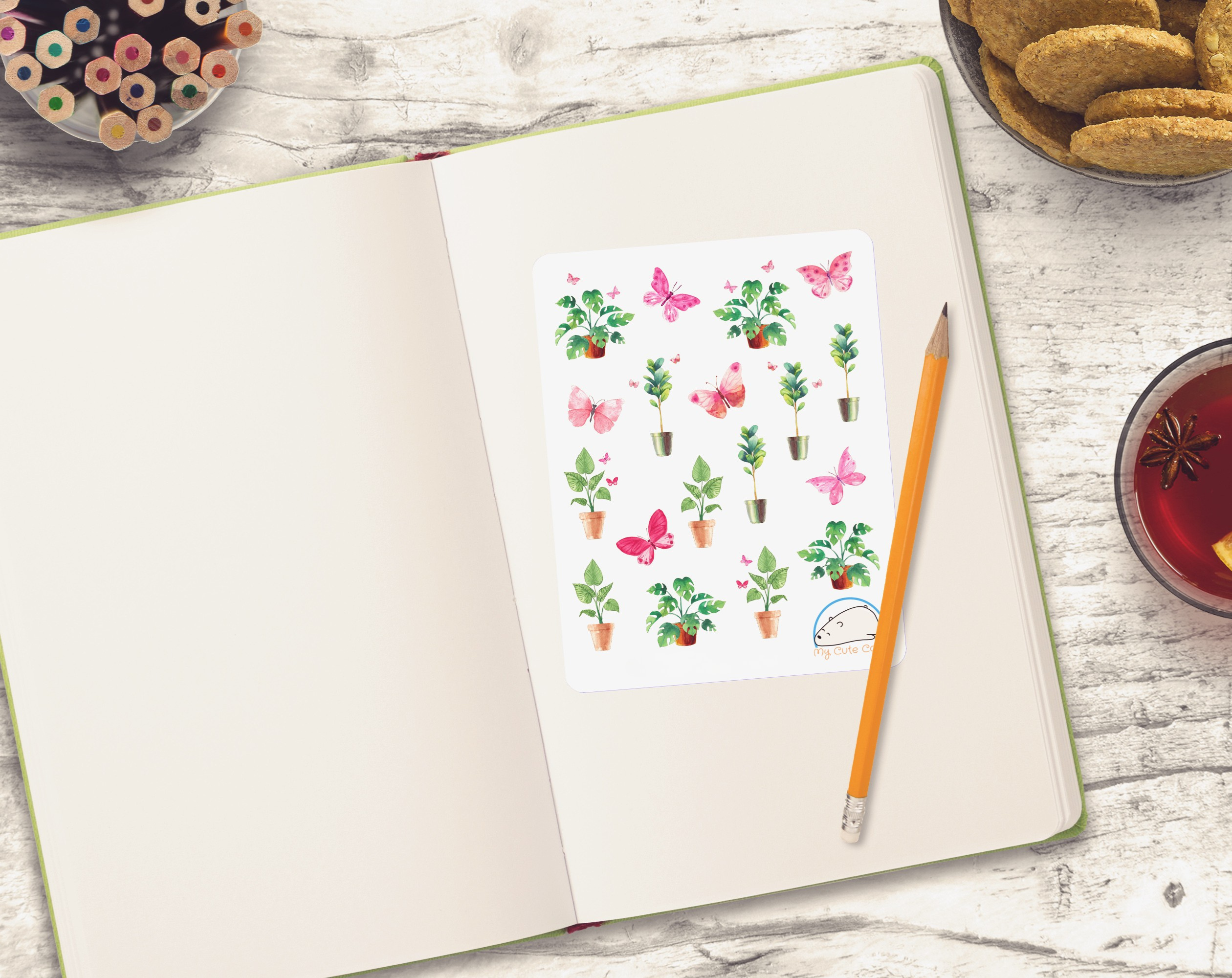 Creative Plants & Butterflies Planner Stickers | Vibrant Nature Decals for Scrapbooks, Diaries, Journals, Organization, Crafts, and Projects