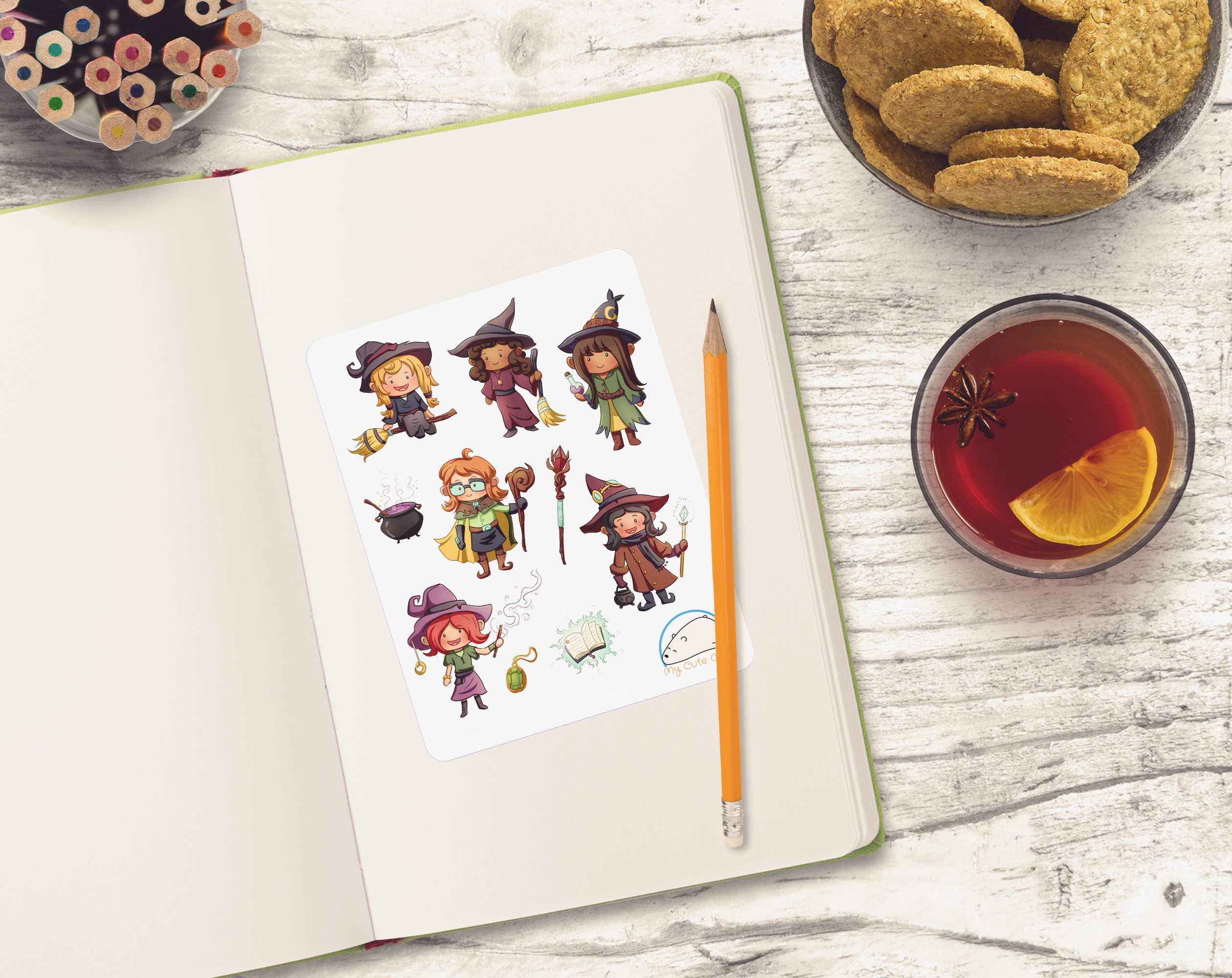 Adorable Witches Planner Stickers | Cute Spiritual & Magical People for Scrapbooks, Organizers, Diaries, Journals, & Creative Projects