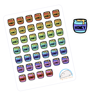 Adorable Honey Planner Stickers | Cute Sweet Food Decals for Scrapbooks, Organizers, Diaries, Journals, & Creative Projects