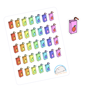 Rainbow Juice Box Planner Stickers | Cute Sweet Drink Decorations for Scrapbooks, Diaries, Journals, Organization, Crafts, and Projects