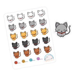 Adorable Kawaii Neko Cat Planner Stickers | Adorable Animal and Pet Decals for Scrapbooks, Organizers, Diaries, Journals, & Creative Projects
