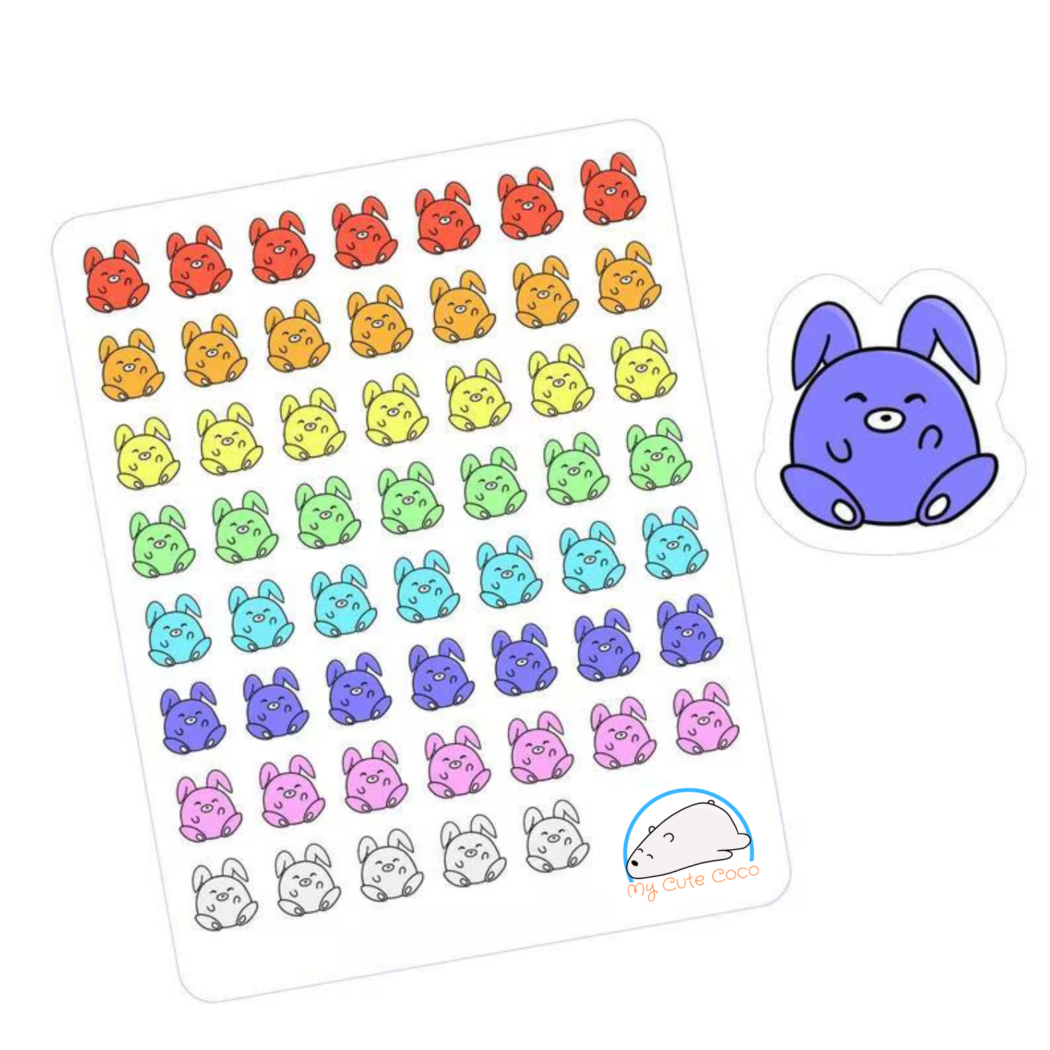 Adorable Bunny Planner Stickers | Cute Animal and Pet Decals for Scrapbooks, Organizers, Diaries, Journals, & Creative Projects