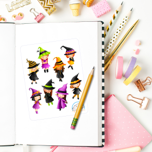 Cute Witches Planner Stickers | Adorable People Icons for Scrapbooks, Organizers, Journals, Diaries, and Creative Crafts