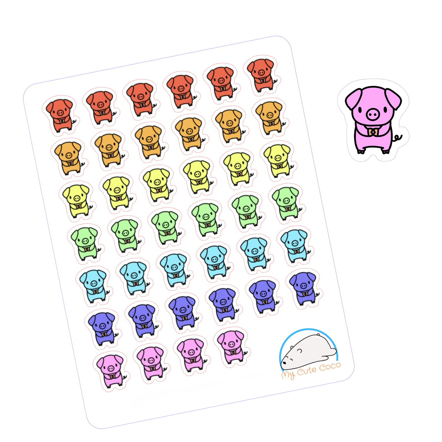 Adorable Pig Planner Stickers | Cute Animal Decorations for Scrapbooks, Diaries, Journals, Organization, Crafts, and Projects