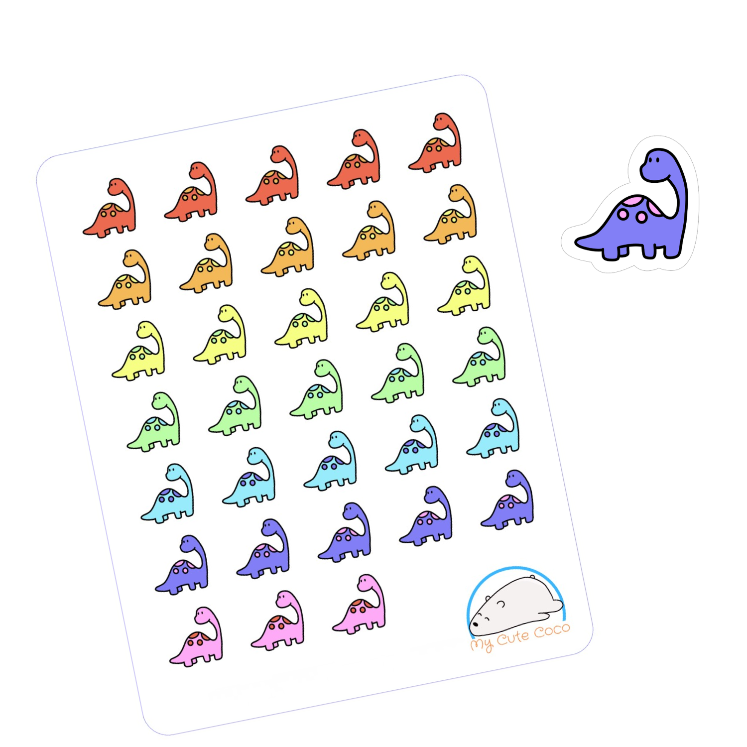 Cute Dinosaur Planner Stickers | Adorable Pre-Historical Animal Icons for Scrapbooks, Diaries, Journals, Organization, Crafts, and Projects