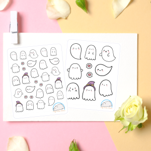 Cute Halloween Ghosts Planner Stickers | Adorable Holiday-Themed Icons for Scrapbooks, Journals, Diaries, Crafts, Embellishments, and Organizers