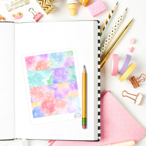 Watercolor Sky Half-Box Planner Stickers | Colorful Box Decorations for Scrapbooks, Organizers, Diaries, Journals, & Creative Projects