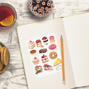 Yummy Desserts Planner Stickers | Creative Cakes, Donuts, & Pastries Icons for Scrapbooks, Organizers, Journals, Crafts, and Projects