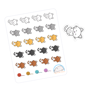 Adorable Hand-Drawn Smiling Kitty Planner Stickers | Cute Animal & Pet Icons for Scrapbooking, Organizing, Journaling, Crafting, and Projects