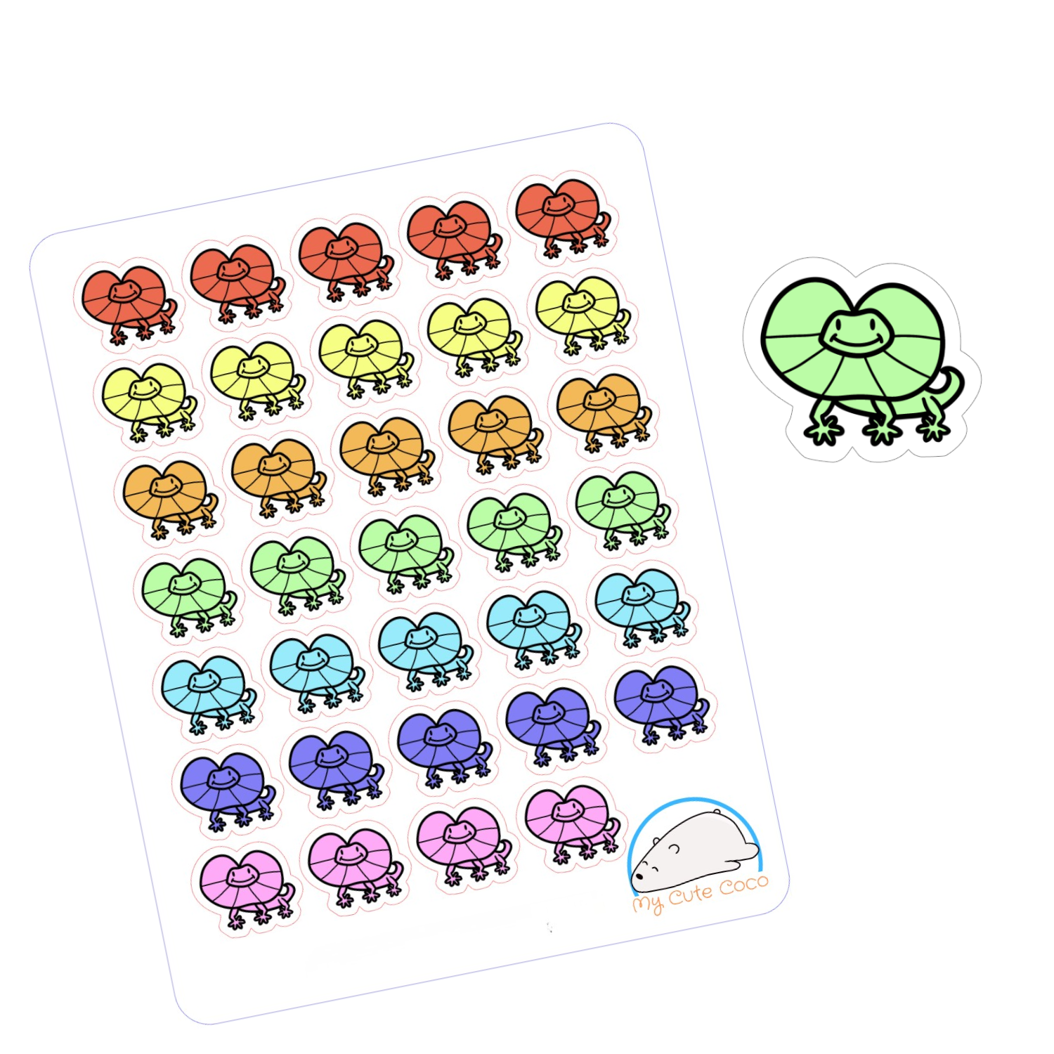 Cute Frilled-Neck Lizard Planner Stickers | Adorable Animal Icons for Scrapbooks, Journals, Diaries, Crafts, Embellishments, and Organizers