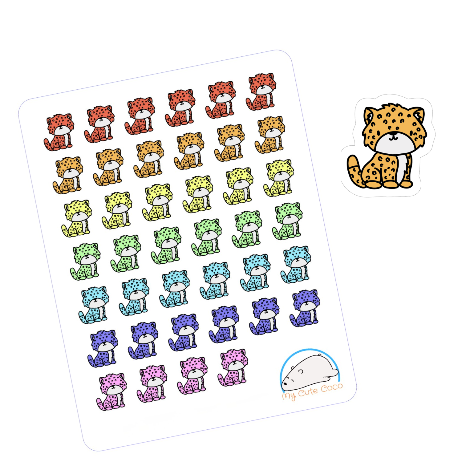 Adorable Jaguar Planner Stickers | Cute Wildlife Animal Decals for Scrapbooks, Organizers, Diaries, Journals, & Creative Projects