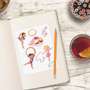Adorable Gymnastics Girl Planner Stickers | Cute People Gymnast Icons for Scrapbooks, Journals, Diaries, and Creative Projects