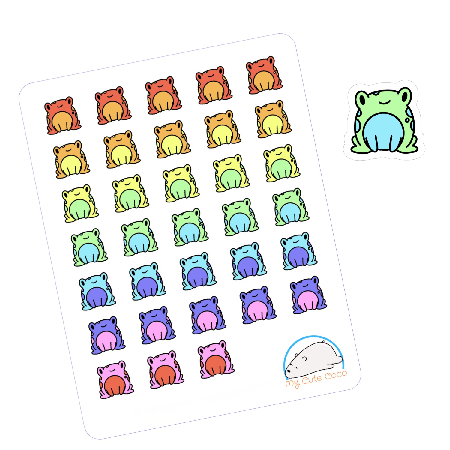Cute Frog Planner Stickers | Adorable Animal Icons for Scrapbooks, Organizers, Journals, Diaries, and Creative Crafts