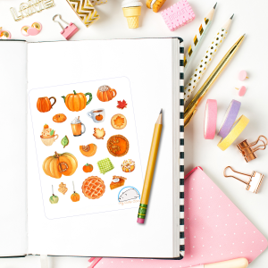 Creative Thanksgiving Food Planner Stickers | Colorful Holiday-Themed Food Decals for Scrapbooking, Journaling, Crafting, and Organizing