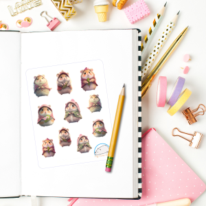 Cute Hamster Planner Stickers | Adorable Animal Pet Icons for Scrapbooks, Diaries, Journals, Organization, Crafts, and Projects