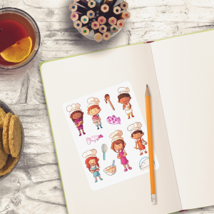 Adorable People Cooking Planner Stickers | Cute People Hobby Decals for Scrapbooking, Journaling, Crafting, and Organizing