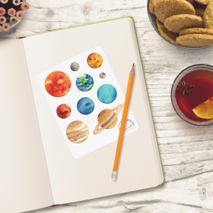 Colorful Solar System Planner Stickers | Creative Planet, Sun, & Moon Icons for Scrapbooks, Organizers, Journals, Diaries, and Creative Crafts