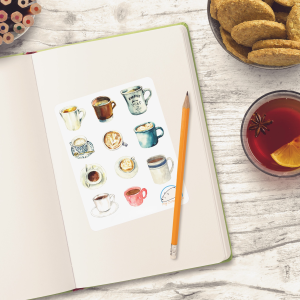 Watercolor Coffee Mugs and Cups Planner Stickers | Decorative Drink Icons for Scrapbooking, Journaling, Organizing, and Crafting