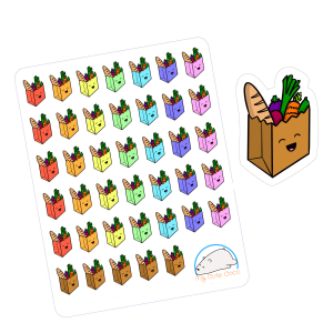 Adorable Groceries Bag Planner Stickers | Kawaii Shopping Icons for Journaling, Crafting, Organizing, and Scrapbooking