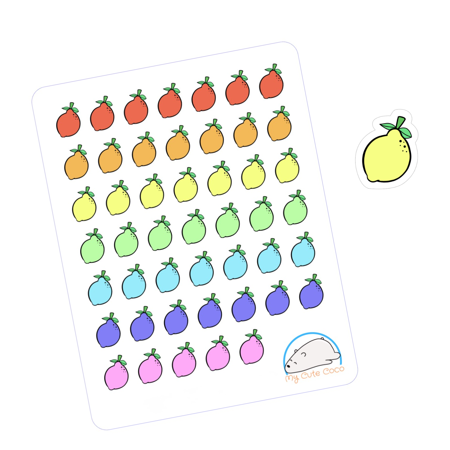 Adorable Lemon Planner Stickers | Cute Fruit Decorations for Scrapbooks, Diaries, Journals, Organization, Crafts, and Projects