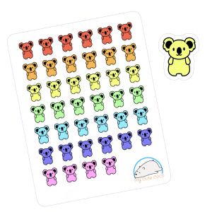 Cute Koala Planner Stickers | Adorable Animal Icons for Scrapbooks, Diaries, Journals, Organization, Crafts, and Projects