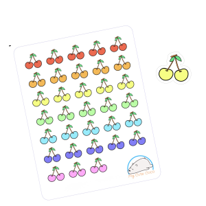 Cute Cherry Planner Stickers | Adorable Fruit Icons for Scrapbooking, Journaling, Crafting, and Organizing