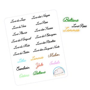 Colorful Wicca Holidays Text in French Planner Stickers | Creative Pagan Celebration French Icons for Scrapbooking, Organizing, Journaling, and Crafting