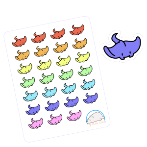 Adorable Manta Ray Planner Stickers | Cute Sea Animal Icons for Scrapbooks, Organizers, Diaries, Journals, & Creative Projects