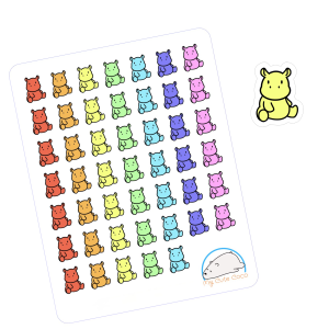 Cute Hippo Planner Stickers | Adorable Wildlife Animal Icons for Scrapbooking, Journaling, Crafting, and Organizing