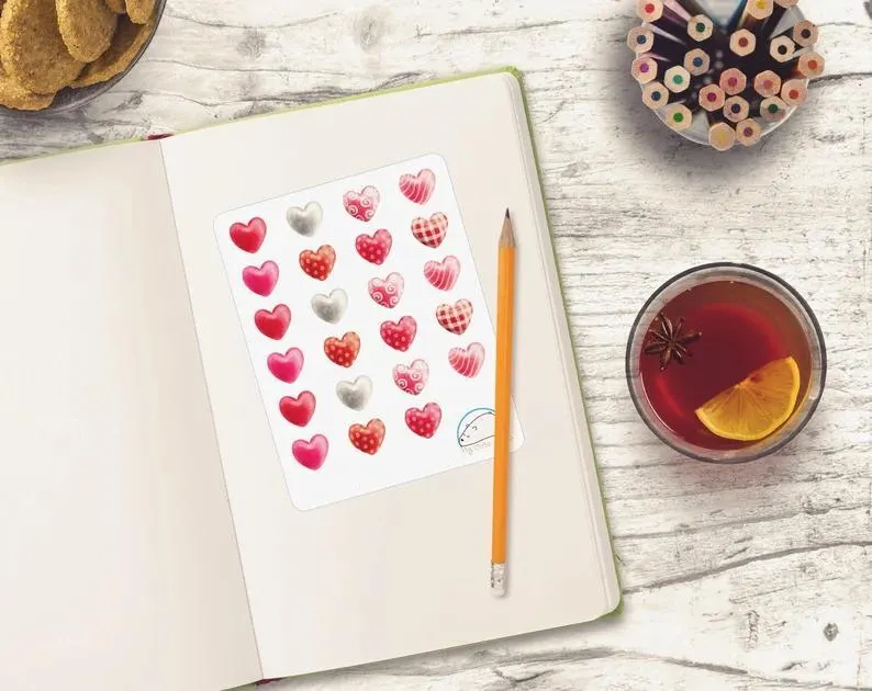 Romantic Valentine's Day Heart Planner Stickers | Lovely Valetine's Day Decor for Scrapbooking, Journaling, Organizing, and Crafting