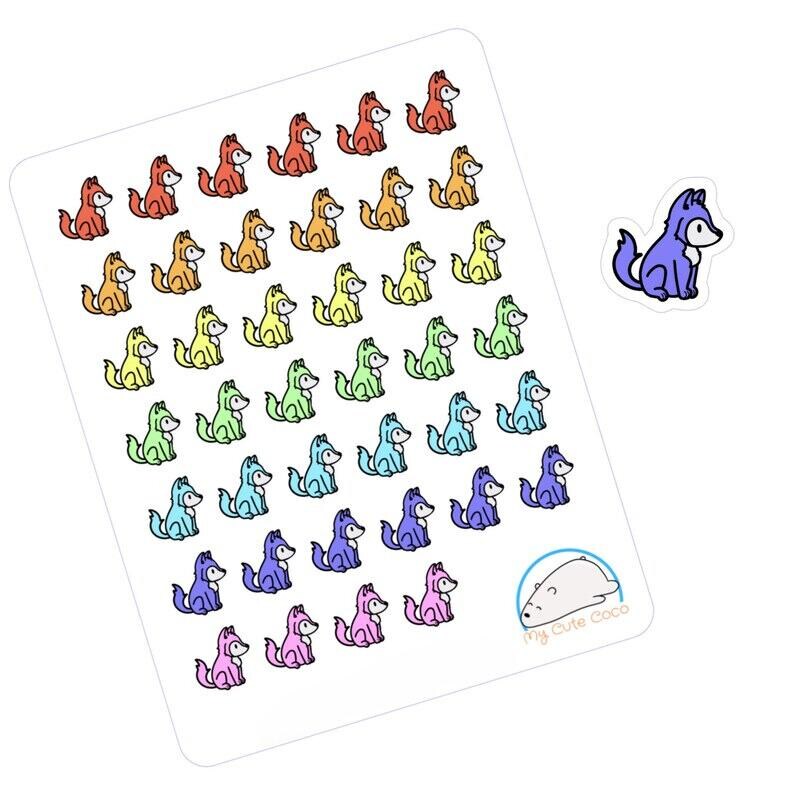 Adorable Wolf Planner Stickers | Cute Wildlife Animal Icons for Scrapbooking, Journaling, Organizing, and Crafting