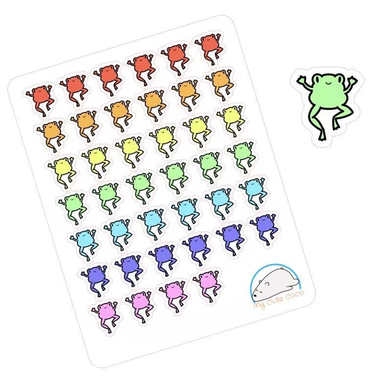 Adorable Frog Planner Stickers | Cute Animal Amphibian Icons for Scrapbooks, Diaries, Journals, Organization, Crafts, and Projects