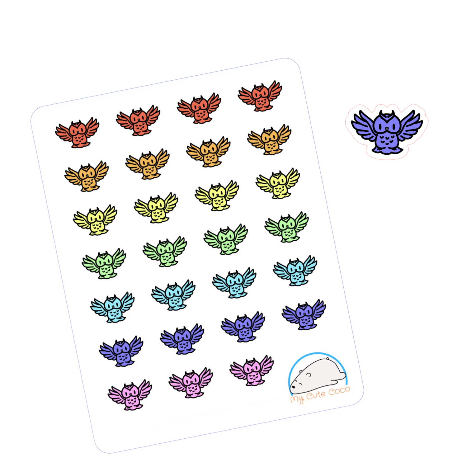 Adorable Owl Planner Stickers | Cute Wild Flying Animal Decor for Scrapbooks, Diaries, Journals, Organization, Crafts, and Projects