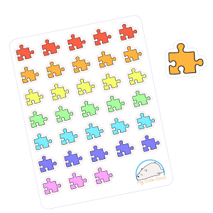 Cute Rainbow Puzzle Planner Stickers | Colorful Hobby Icons for Scrapbooks, Organizers, Journals, Diaries, and Creative Crafts