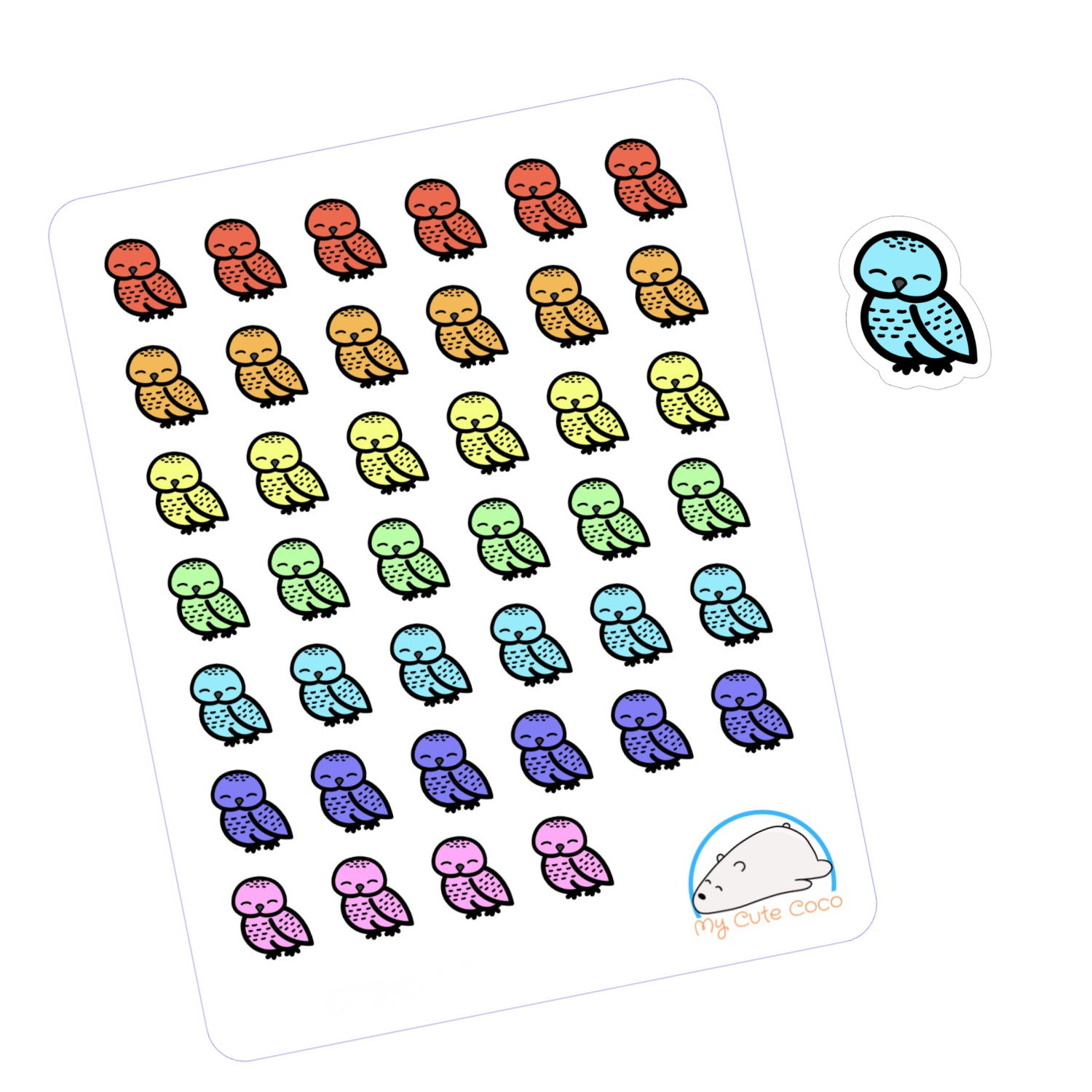 Cute Snowy Owl Planner Stickers | Adorable Wild Flying Animal Icons for Scrapbooks, Journals, Diaries, Crafts, Embellishments, and Organizers