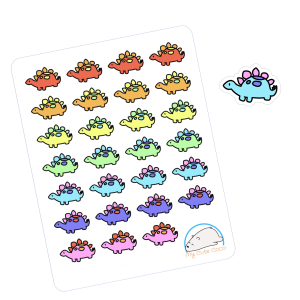 Cute Stegosaurus Planner Stickers | Adorable Pre-Historic Animal Icons for Scrapbooks, Journals, Diaries, Crafts, Embellishments, and Organizers