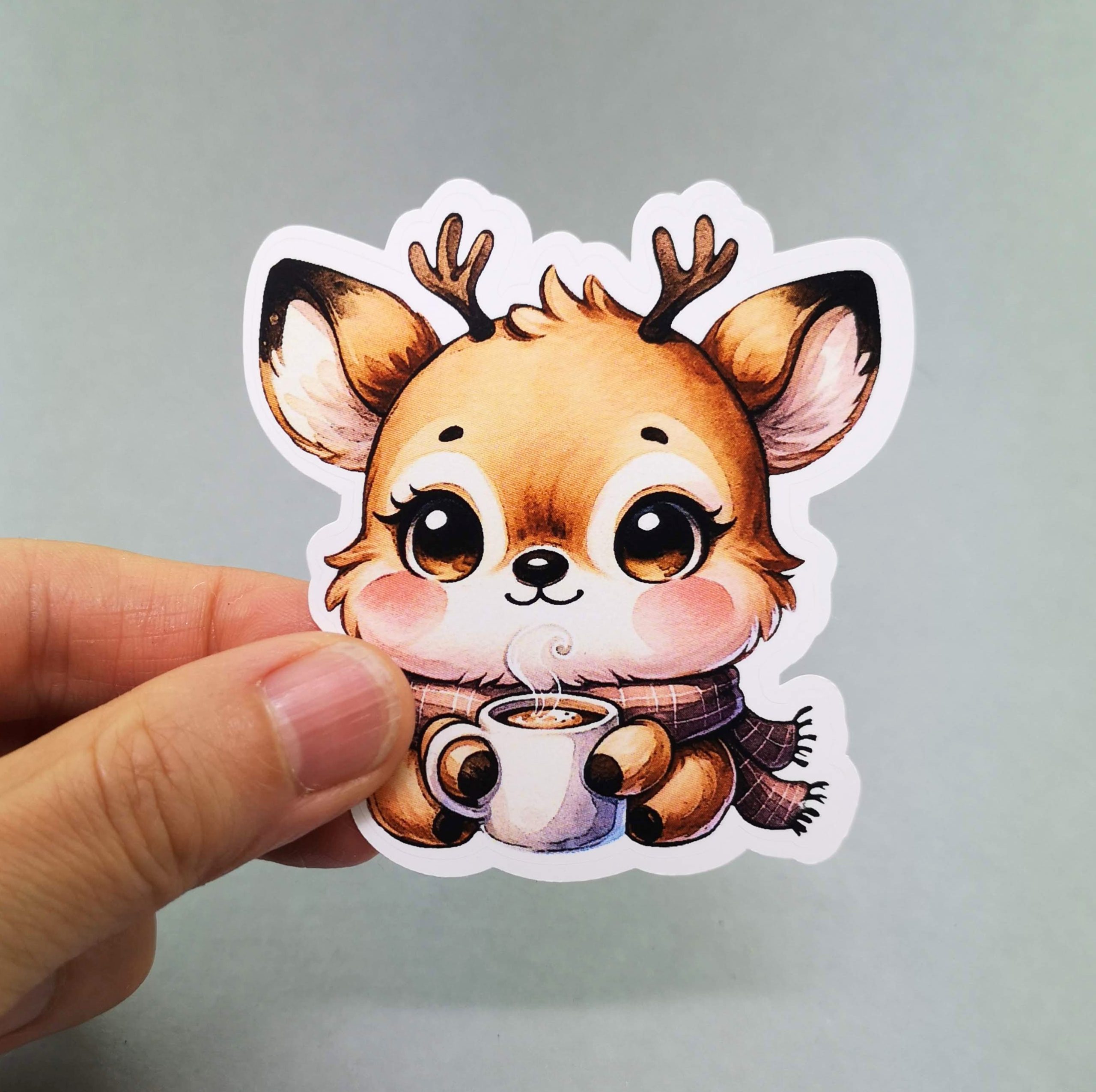 Cute Reindeer Vinyl Decal - Adorable Weatherproof Animal Sticker for Phones, Laptops, Cars, Water Bottles & Others - Image 2