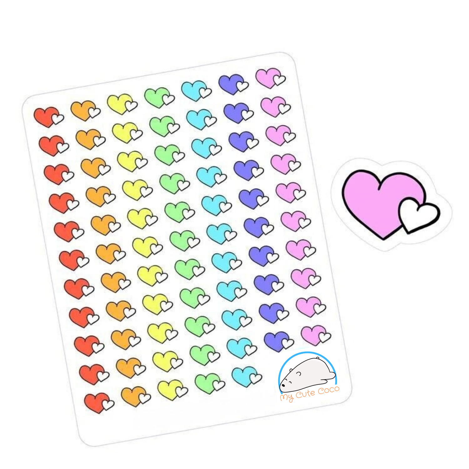 Cute Double Hearts Planner Stickers - Adorable Romantic Icons for Valentines, Scrapbooks, Journals, Diaries, and Creative Crafts