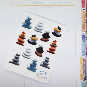 Vibrant Zen Stones Planner Stickers - Creative Spiritual Decor for Organizers, Scrapbooks, Journals, Diaries, and Creative Crafts