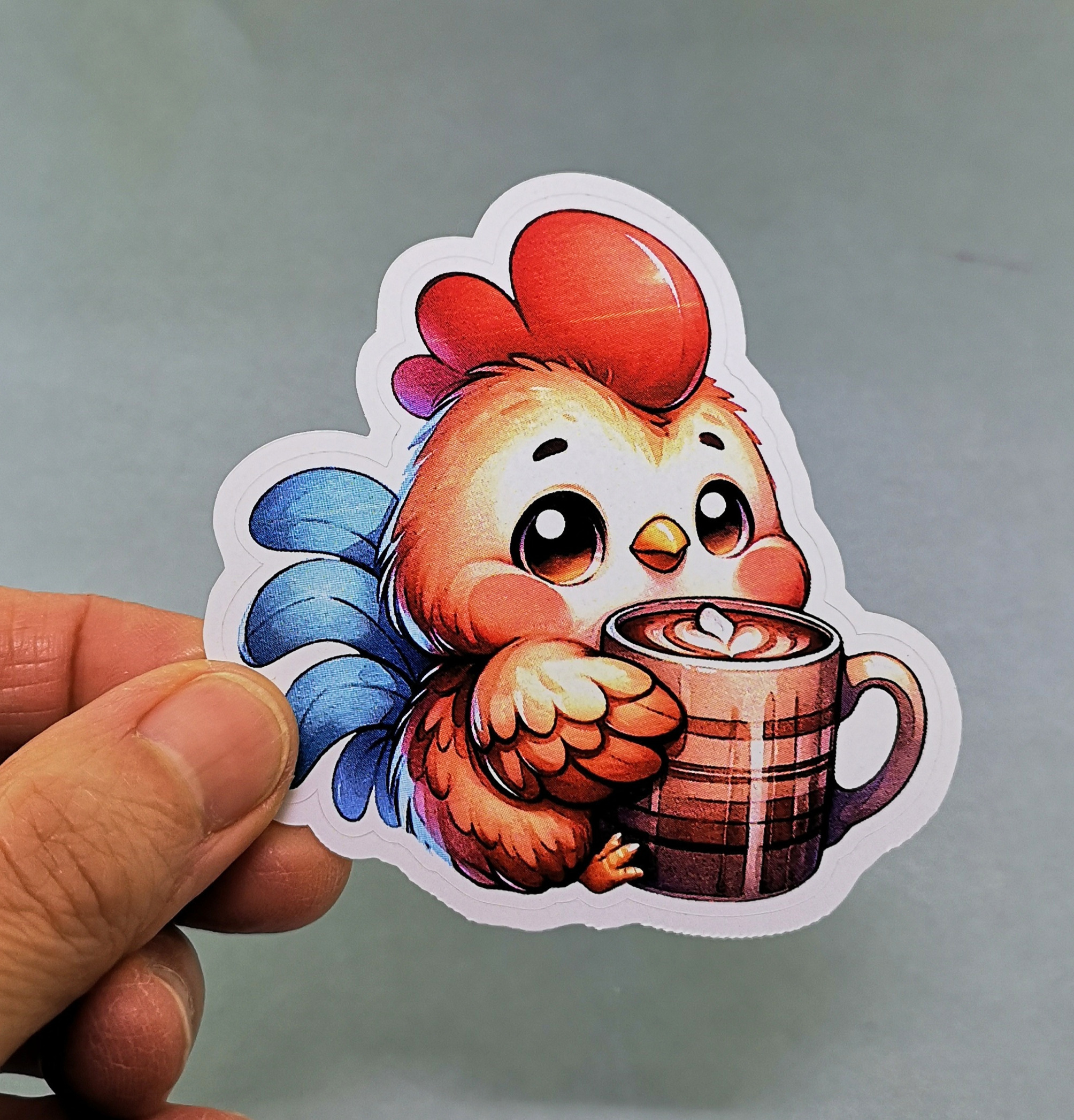 Cute Rooster Vinyl Decal - Adorable Weatherproof Animal Sticker for Phones, Laptops, Cars, Water Bottles & Others - Image 2