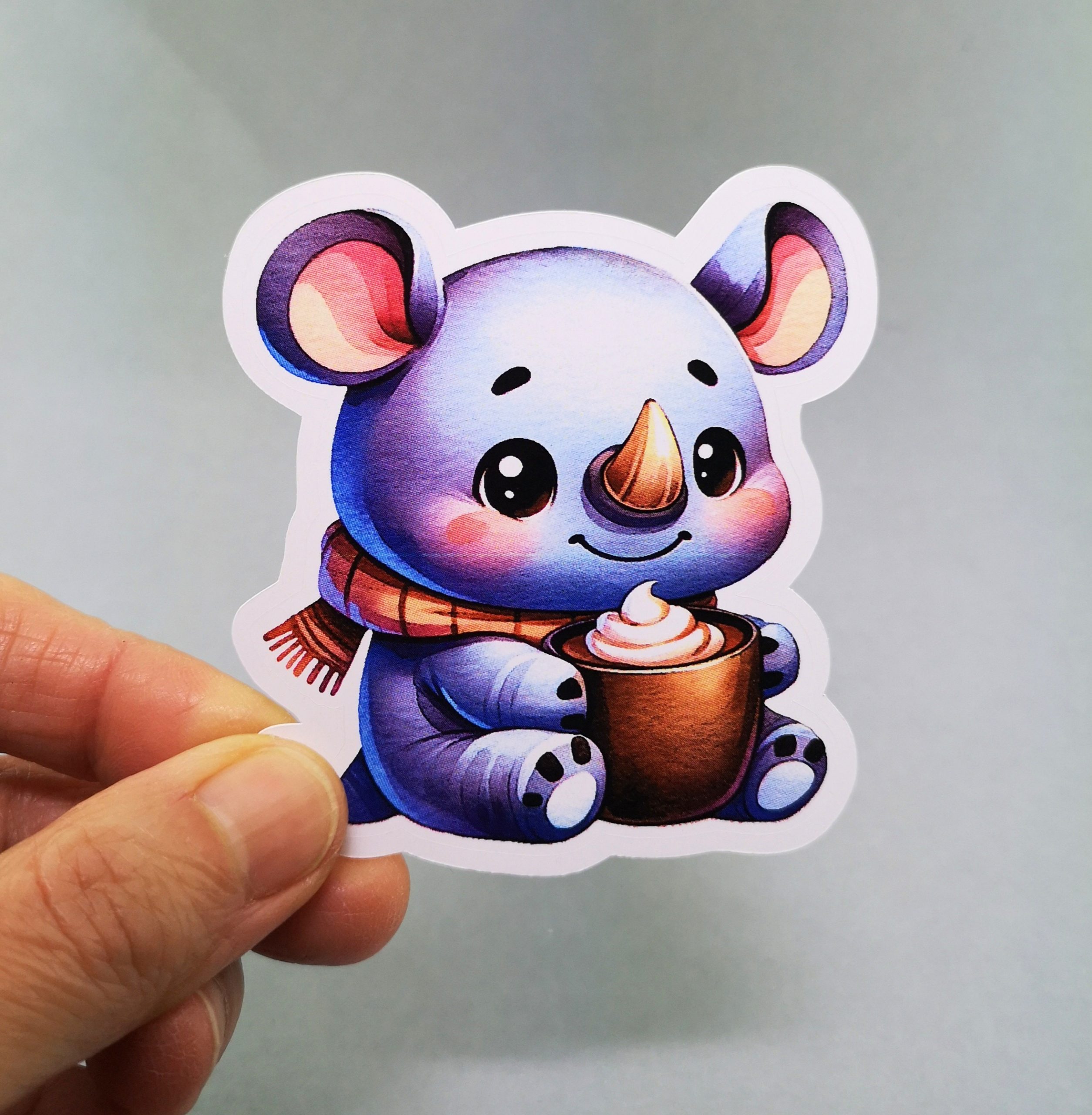 Adorable Rhino Vinyl Decal - Cute Weatherproof Wildlife Animal Sticker for Phones, Laptops, Cars, Water Bottles & Others - Image 2